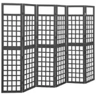 6-Panel Room Divider Trellis Folding Privacy Screen Stand Solid Fir Wood Black