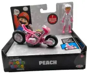 NEW Super Mario Bros Movie PRINCESS PEACH Figure & Pull Back Racer Kart Toy Set
