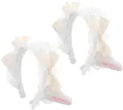 [Generic] 2pcs Lamb Ears Headband Goat Horn Headband Sheep Ear Hairband Ladies Headbands Cosplay Headband for Adults Sheep Hair Headband Sheep Headband for Headband White Plush