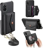 [Asuwish] Phone Case for Samsung Galaxy S20 Plus S20+ 5G Wallet with Screen Protector Cover and Flip Mirror Card Holder Slot Stand Lanyard Leather Cell S20+5G S20plus 20S + S2O S 20 20+ Women Men Black