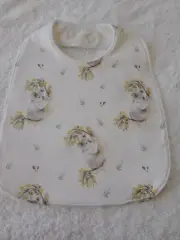 Koala Wattle White Baby Bib Cotton Front Towelling Back Handmade