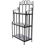 NNEVL Plant Stand Plant Display Black White Mosaic Pattern