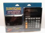 Vintage 1997 Suntone AM/FM LCD clock radio w/ bonus calculator BRAND NEW SEALED