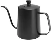 Fdit Gooseneck Coffee Kettle, Food Grade 304 Stainless Steel Thick Pot, for Home, Camping, Office and Cafe (600ML Black with Lid)