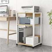 Printer Stand Printer CPU Storage Rack 3-Layer Multifunctional Home Office Storage Rack with Wheels, 50×40×90 cm, White Printer Stand for Desk
