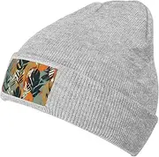 [BTCOWZRV] Leaves Stripes Pattern Print Beanie Hat Winter Casual Knitted Hat Soft Warm Skull Cap for Women Men Gifts Travel