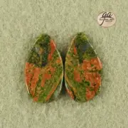 EA18609# 1 Pair Natural genuine Gemstone matched Unakite earrings Cab
