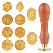Wax Seal Stamp Set, 10Pcs Sealing Wax Stamp Heads with a Wooden Handle Seali...