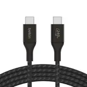 Belkin BoostCharge USB-C to USB-C Cable 1M - Black (CAB015bt1Mbk), 240W, 480Mbps, 30K bend, Samsung Galaxy,iPad,MacBook,Google,OPPO,Nokia,2YR