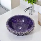 Purple Amethyst Stone Sink – Handmade Crystal Wash Basin Vanity for Spa Decors