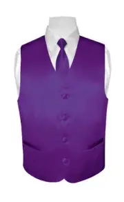 BOY'S Dress Vest & NeckTie Solid PURPLE INDIGO Color Neck Tie Set for Suit / Tux