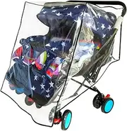 Weather Shield for Double Stroller Raincoat Universal Size Side by Side Baby Umbrella Stroller Rain Cover Scooter Twin Wind Shield Waterproof Jogger City