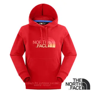 【美國 The North Face】男款 LOGO兜帽套頭衫.連帽保暖上衣.長袖帽T.運動休閑衫.運動衫.長袖T恤/CZF5 紅 V