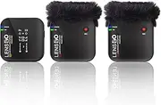 LENSGO 348C 2.4G Wireless Lavalier Microphone System, TF Card Slot Compact 2 Transmitter and 1 Receiver Wireless Lapel Lav Mic for iPhone Smartphone Camera Vlog YouTube Interview Video Camcorder B-