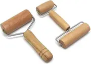 Double Head Roller, Solid Wood Rolling pin, Household Roller, Handheld Rolling Shaft Baking Kitchen Gadget 2PC