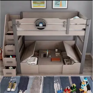 小蘋果兒童家具 ｛免費到府安裝｝「訂金專屬賣場貨到付款」SX01青年現代兩用書桌椅 雙人 雙層床 上下床