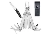 Leatherman Wave Plus + Stainless Steel Multi-Tool + Leather Sheath + Skeletool KB