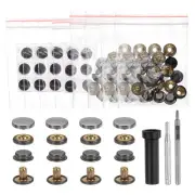 24Set Leather Snap Fasteners Kit 10mm Metal Snap with 3 Setter Tools Gun-Black