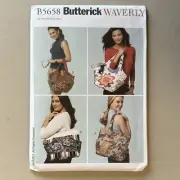 NEW Butterick 5658 Sewing Pattern Tote Purse Shoulder Bag Lined Waverly UNCUT