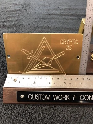 GRAND COUNCIL OF CRYPTIC MASONS MASTER TEMPLATE BRASS PLATE FOR NEW HERMES TRAY