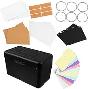 SEWACC 1set Index Card Storage Organizer Box Recipe Card Holder and Color-Coded Tabs for Easy Categorization and Efficient Workspace Organization