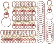 Suesacy 120pcs Keyring Hook Clip DIY Keychain Split Rings Keyfob Key Rings Key Chain Key Pendant Ring Stainless Steel Ring