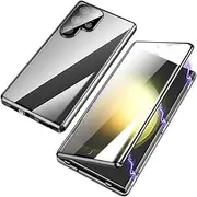 Privacy Magnetic Double Sided Tempered Glass Phone Case with Anti-Peeping Screen, Techterio Ultra Privacy Case for Samsung Galaxy S25, S24, S23, S22, S21 Series (Black,S24 Ultra)