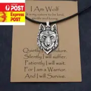Men's Lone Wolf Vintage Silver Pendant Necklace with I Am Wolf card