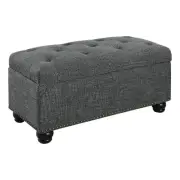 Pemberly Row Modern Storage Ottoman in Gray Button-Tufted Fabric
