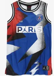 Size M- Nike Jordan X Paris Saint-Germain Boys Active Shirts, Blue/Red/White.