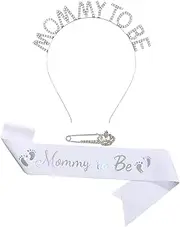 [Generic] Mommy to Be Sash Set, Mum to Be Sash Comfortable Tiara Headband Sash Brooch Set Party Decoration for Baby Shower, Birthday