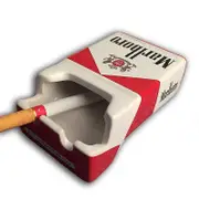 Ceramic Ashtray-Cartoon Cigarette Pack-Retro Style-Home Decor Marlboro red