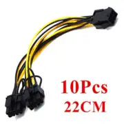 10Pcs PCI Express 6 Pin to Dual 8 Pin (6+2 Pin) GPU Video Card Power Cable 18AWG