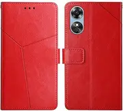 Compatible with Oppo A17 4G Cover,Compatible with Oppo A17 4G PU Leather Card slot Magnetic Closure Flip Kickstand Red