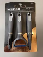Bino 3-Piece Swivel Peeler Set Pro Series Heavy Duty Gray Y-Peeler Vegetable