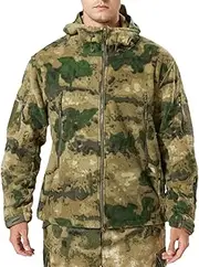[HanzhuoLG] Men's Camouflage Print Outdoor Tactical Jacket Autumn Winter MultiPocket Hiking Military Fleece Warm Jacket Color1 XL
