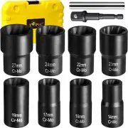 10-Piece Bolt Extractor Set for Lug Nut Removal - Impact Tools for Professionals