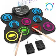 Electronic Drum Set, 9-Pads Roll-Up Drum Pad Electric Drum Set with Headphone Ja