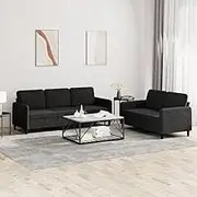 Generic 2 Piece Sofa Set Black Velvet,3202019