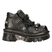 New Rock M-215-S6 Unisex Metallic Black 100% Leather Goth Techno Biker Boots 10 UK