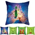 4Pcs Christmas Grinch's Cushion Cover Throw Waist Pillow Case Sofa Room Decors~/