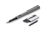 AL-Star Fountain Pen (26F) Graphite + 5 Black Ink Cartridges