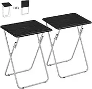 AINGOO TV Trays Set of 2, Folding Snack Tables No Assembly Required, TV Trays for Eating at Couch Sofa, Black