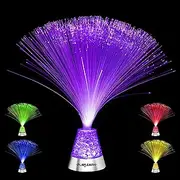 Playlearn Fibre Optic Colour Changing Lamp, Crystal Filled Base - 4 Colours Battery Operated, for Kids, Adults - 13 Inch Mood Novelty Lamp Bedroom or Table Decoration, SFLCC