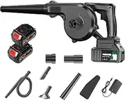 Cordless Leaf Blower, Air Dust Leaf Blower with 2 * Battery & Charger, 3.6M³/min, Handheld Electric Snow Blower, 21V Battery Blower for Blowing Leaves, Dust, Snow, Debris
