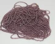 Vintage Seed Beads Czech Glass String Medium Purple Clear 1/2 Hank