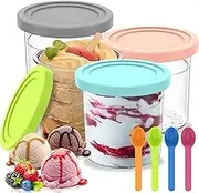 4 Pack Ice Cream Tubs for Ninja Creami 16oz Stackable Pint Ice Cream Containers with Lid and Scoops Compatible with NC301/NC300/NC299AMZ/CN301CO Series Ice Cream Maker Container (style 1)