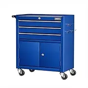 Giantz 3 Drawers Large Tool Chest Trolley, Lockable Tool Box Tools Storage Box Cabinet Cart Garage Ute Organiser Boxes, 100kg Capacity Heavy Duty with Wheels Brake Sturdy Construction Blue