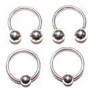 2 Pair 14g 1/2 Horseshoes & Captives Pre-Adjusted Ear Nipple Industrial PA Labia