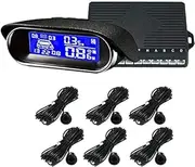 Baceyong Car Reverse Radar Detection Kit Digital LCD Display + 6 Reverse Sensors + Digital Control Box with Alarm Message